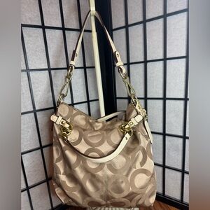 Coach 2009 Brook Op Art Sateen Hobo Signature Shoulder Bag